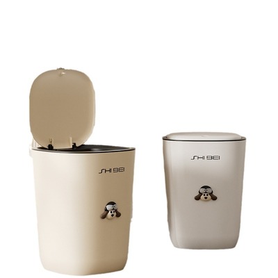 家用2024新款高颜值客厅卧室垃圾桶卫生间厕所用按压弹盖款小狗桶