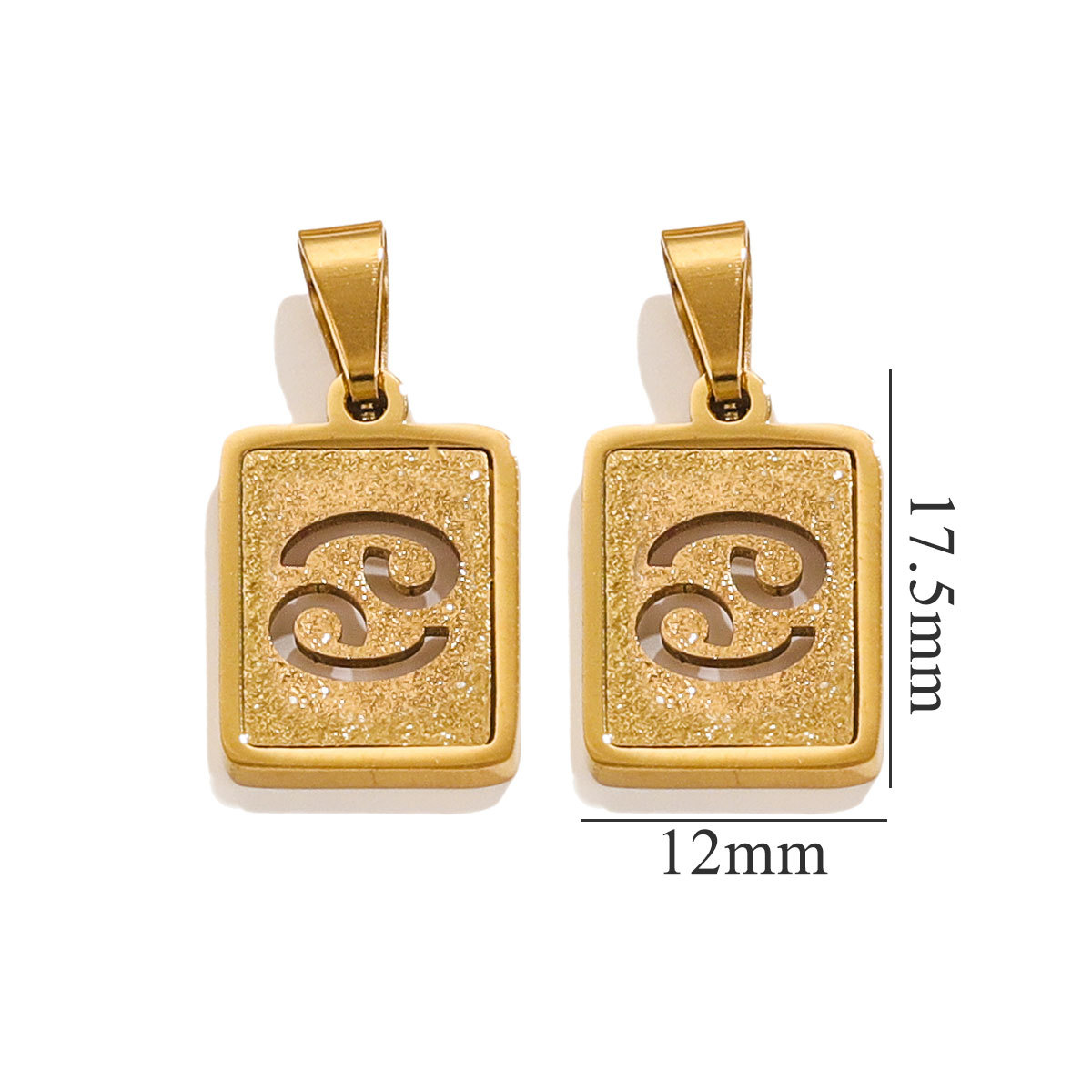 Rectangular europeo y americano prensado arena 18K acero inoxidable doce colgante de constelación diseño de personalidad popular DIY joyería colgante