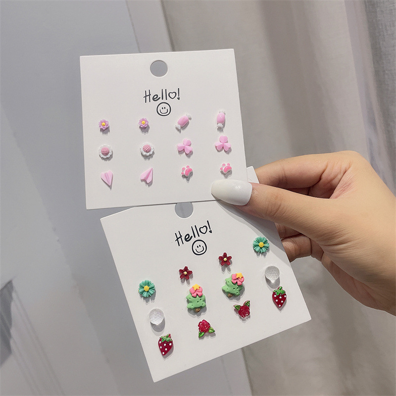 Cute Cartoon Flower Resin Enamel Womenu0027S Ear Studs 1 Set