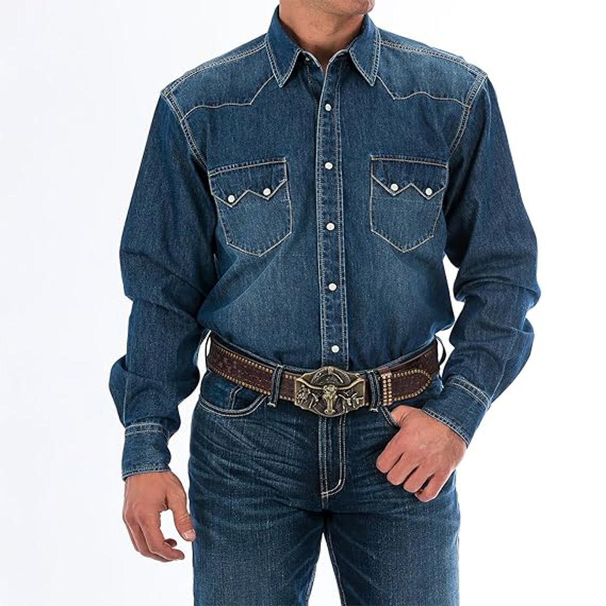 Western cowboy belt, youth punk style embossed men's studded leather belt, wholesale ethnic style belt in stock.