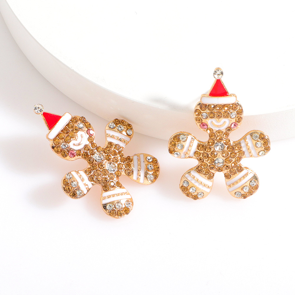 Christmas Festival Cartoon Character Earrings Alloy Diamond Shiny Earrings Fashionable Female Fashion Earrings Personal Accessories display picture 1