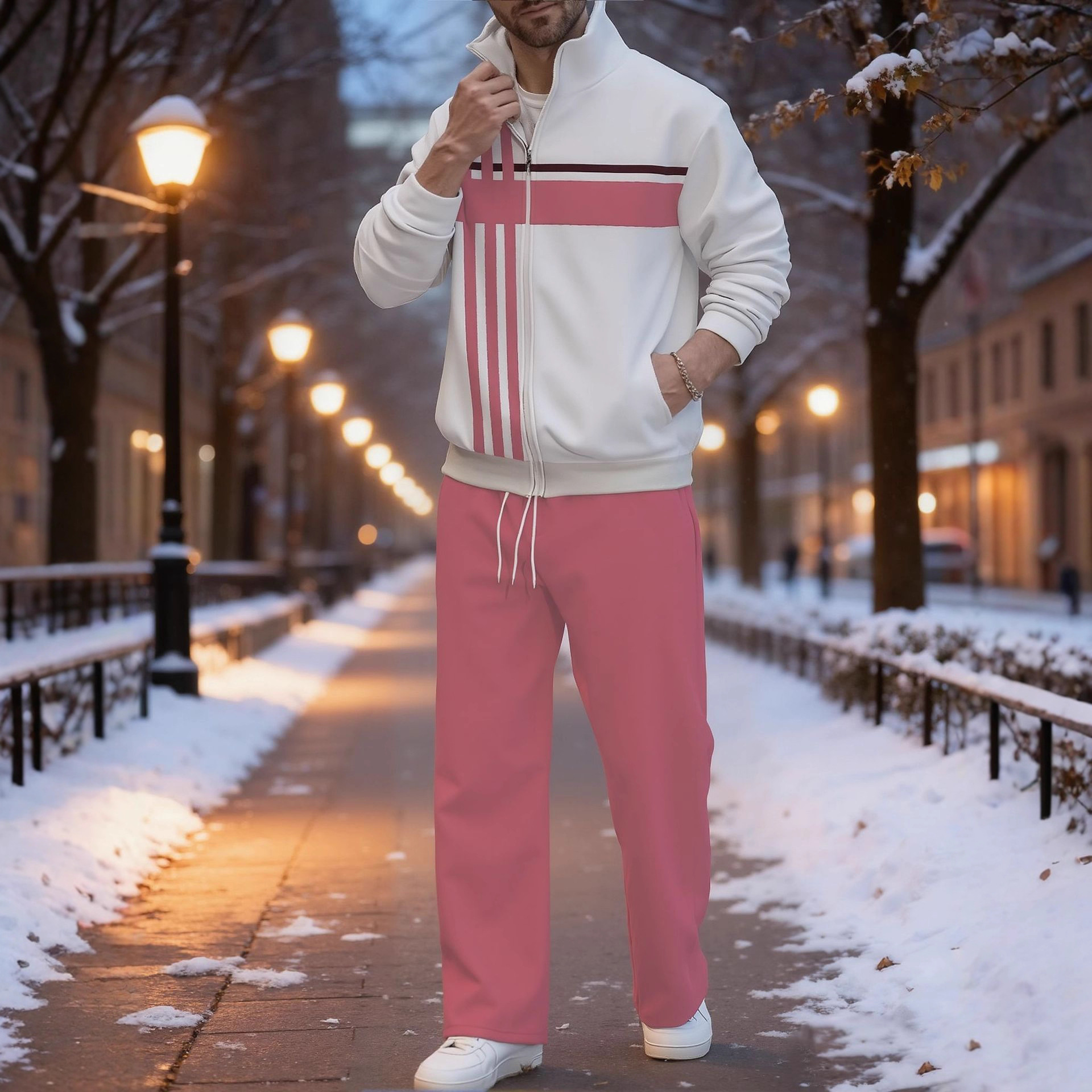 2025 Autumn and Winter Amazon Tmeu Hot Selling Stand Collar Lapel Two-Wear Men's Sports Suit Autumn Suit Men's Clothing