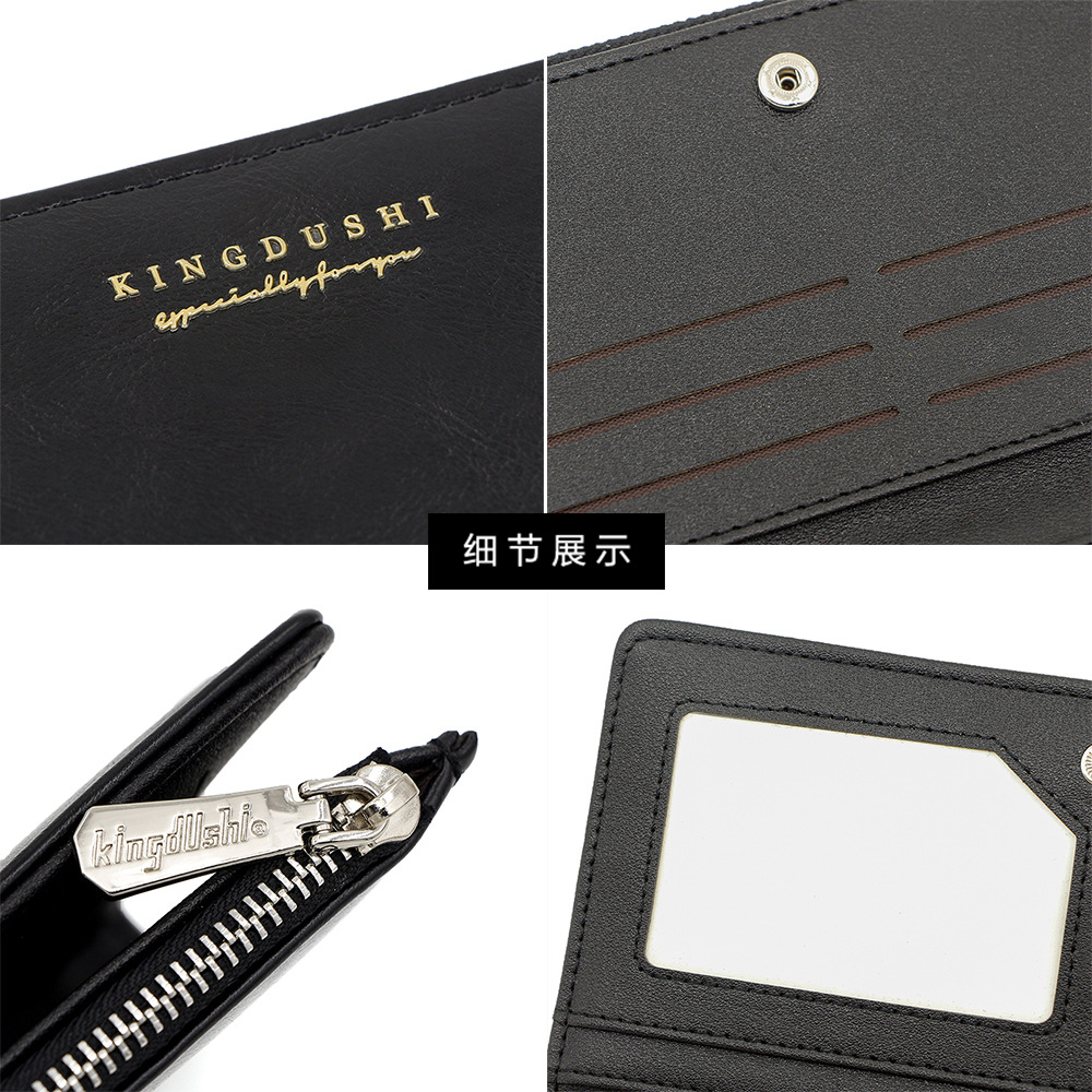 Nuevo tipo de cartera larga para hombres retro multifuncional europea y americana tarjeta multifuncional cartera pu simple cartera de hombres al por mayor