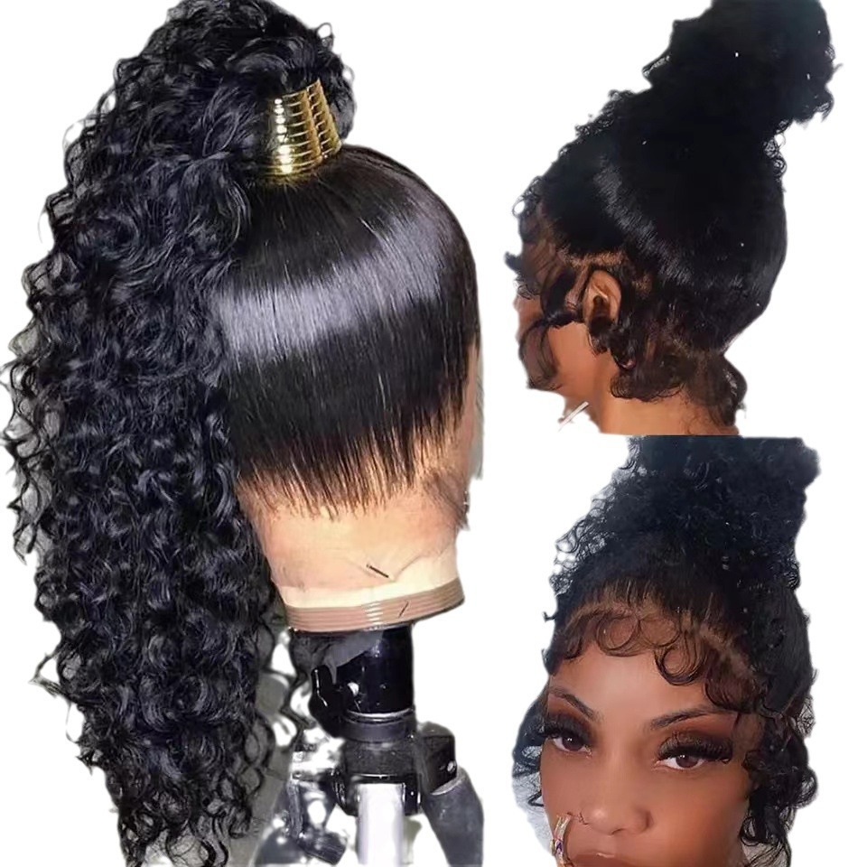 Nuevos productos de encaje transfronterizos wigs negros africanos pelucas de encaje de fibra química de moda natural