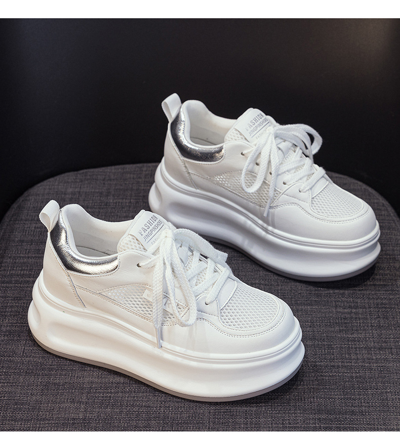 Giày sneaker nữ đế dày da PU trắng phong cách thể thao — Bạc 5056, Vàng 5056 chi tiết 16