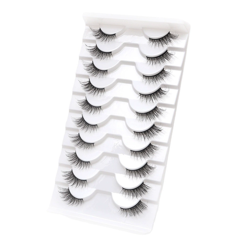Плотные завитые наращенные ресницы, стиль кошачий глаз, 10 пар, Natural Volume