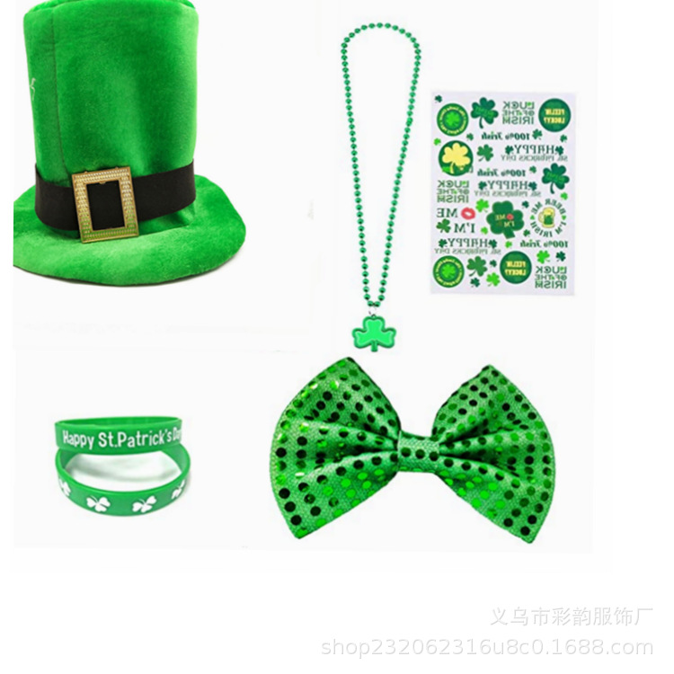 Spot Hot Irish combinación set barba gafas tatuaje cadena de cuentas set San Patricio