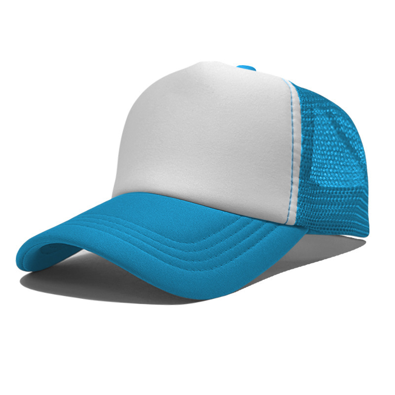 Gorra de malla de esponja con logo personalizado, gorra de béisbol de color sólido, comercio exterior transfronterizo, protección solar, gorra publicitaria con impresión personalizada, venta al por mayor.