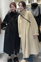 胖特大码斤洋气中长款毛呢大衣冬款韩版宽松显瘦呢子外套女