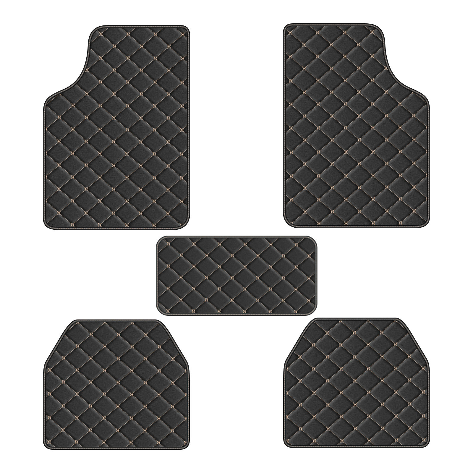 Temu Cross-Border Exclusive Supply from Manufacturers, In-Stock Special Printed Checkerboard Pattern Universal Car Floor Mats Five-Piece Set, Wear-Resistant and Non-Slip