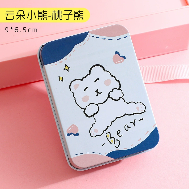 Rectangular metal tin storage box, postcard size, multiple designs, 9×6.5×2.4 cm