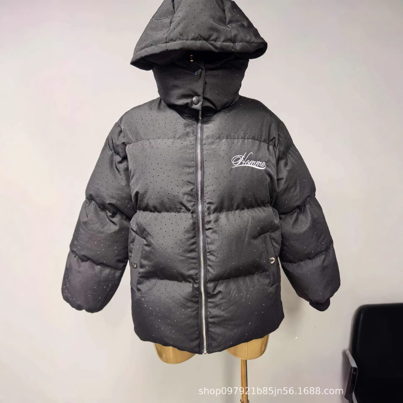European and American Cross-Border Starry Pattern Cotton Hooded Cardigan Y2 Loose-Fitting Unisex Versatile Tk down Cotton Jacket for Autumn and Winter