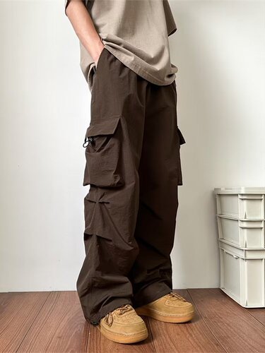 Men's overalls spring and autumn new style Japanese retro high street handsome assault pants multi-pocket parachute casual trousers