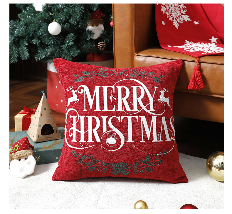 Capa de almofada de natal jacquard com floco de neve_voghion.com