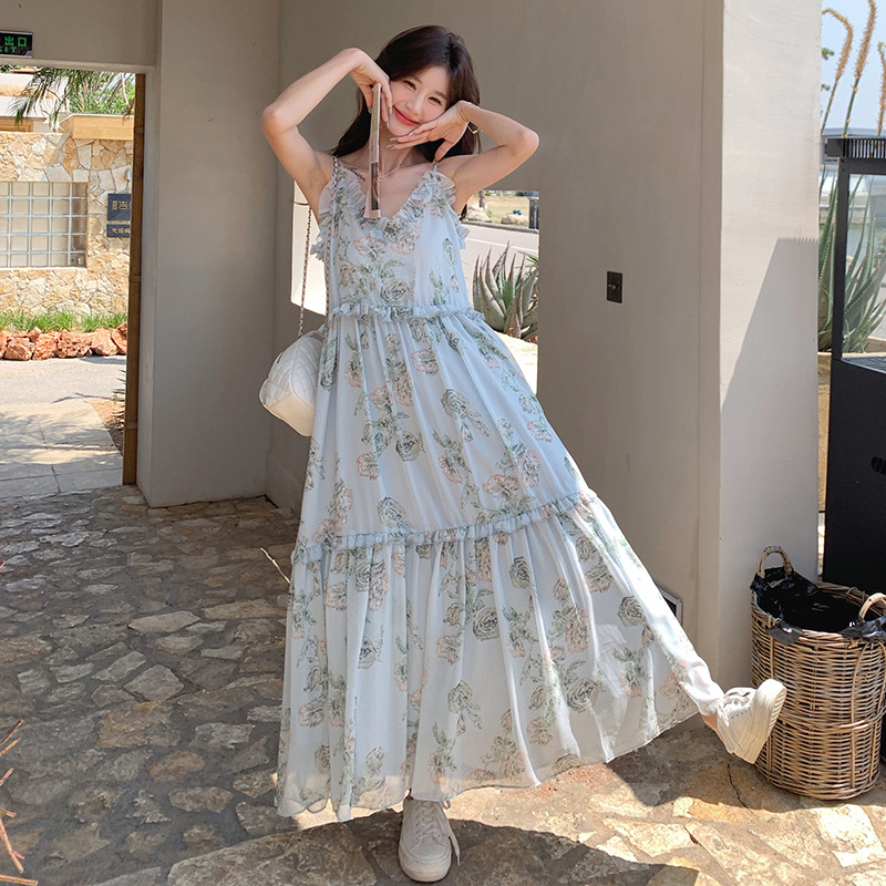 Fresh blue shiffon dress