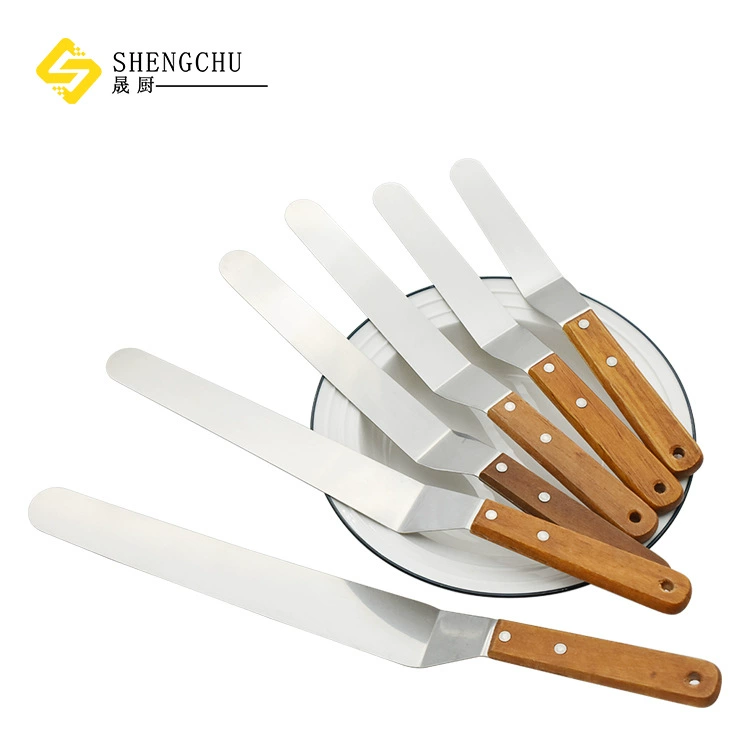 Кухонный шлифовальный нож для торта с arc-shaped деревянной ручкой из нержавеющей стали размером 6–12 дюймов, декоративная лопатка-скребок для выпечки