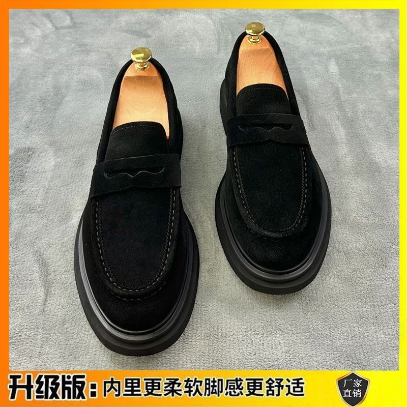 欧货商务时尚休闲皮鞋新款低帮男士一脚蹬乐福鞋百搭休闲磨砂皮鞋|undefined