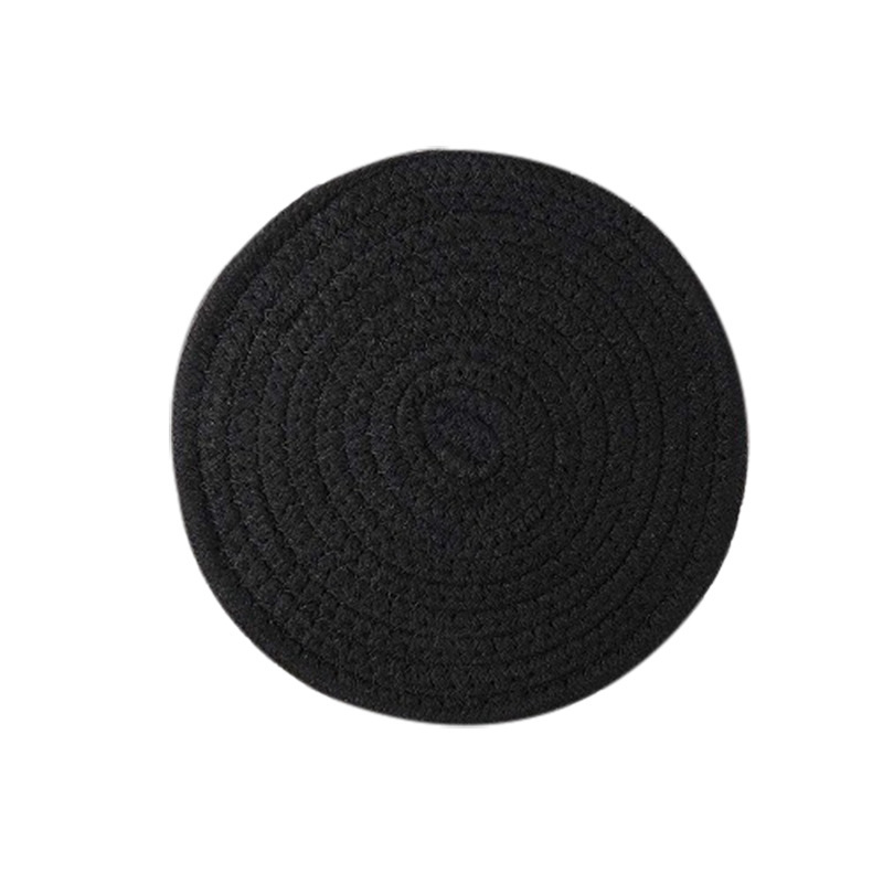 Posavasos de cuerda de algodón 18cm negro redondo