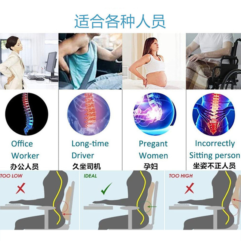 Cojín de respaldo ergonómico lumbar de coche de espuma viscoelástica al por mayor transfronteriza para silla de oficina silla de ruedas de coche