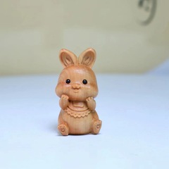 崖柏木雕實木小兔子兔年如意手把件直播間景區擺攤工藝品禮品