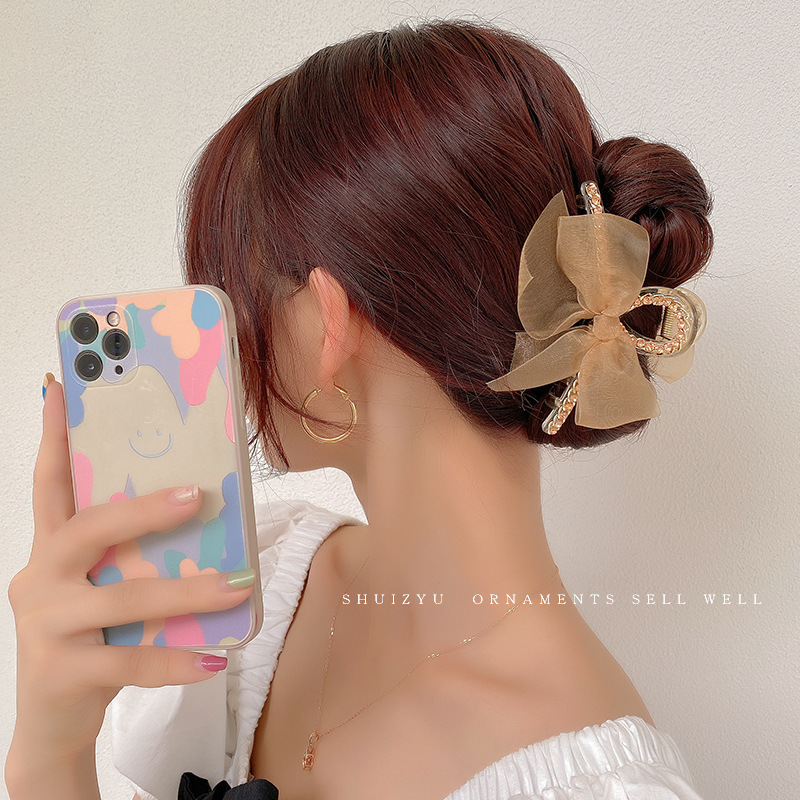 Pinza de cabello metálica coreana de alta sujeción con diseño retro