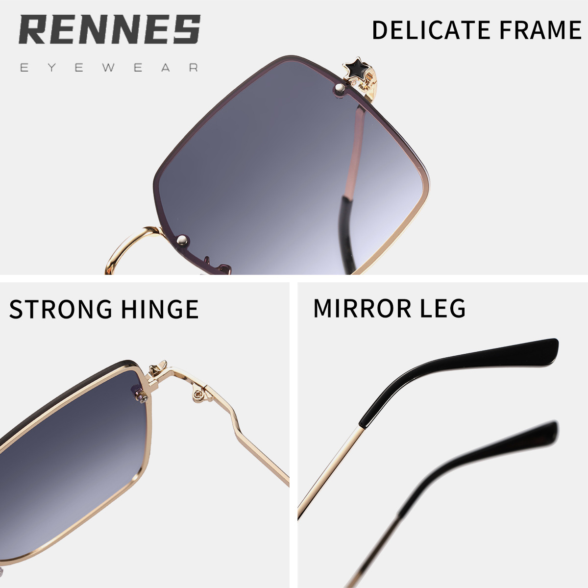 2022 nuevo europeo y americano de moda elegante marco gafas de sol de moda de las mujeres de moda transfronteriza pierna metal calle tiro gafas de sol hombres 30015