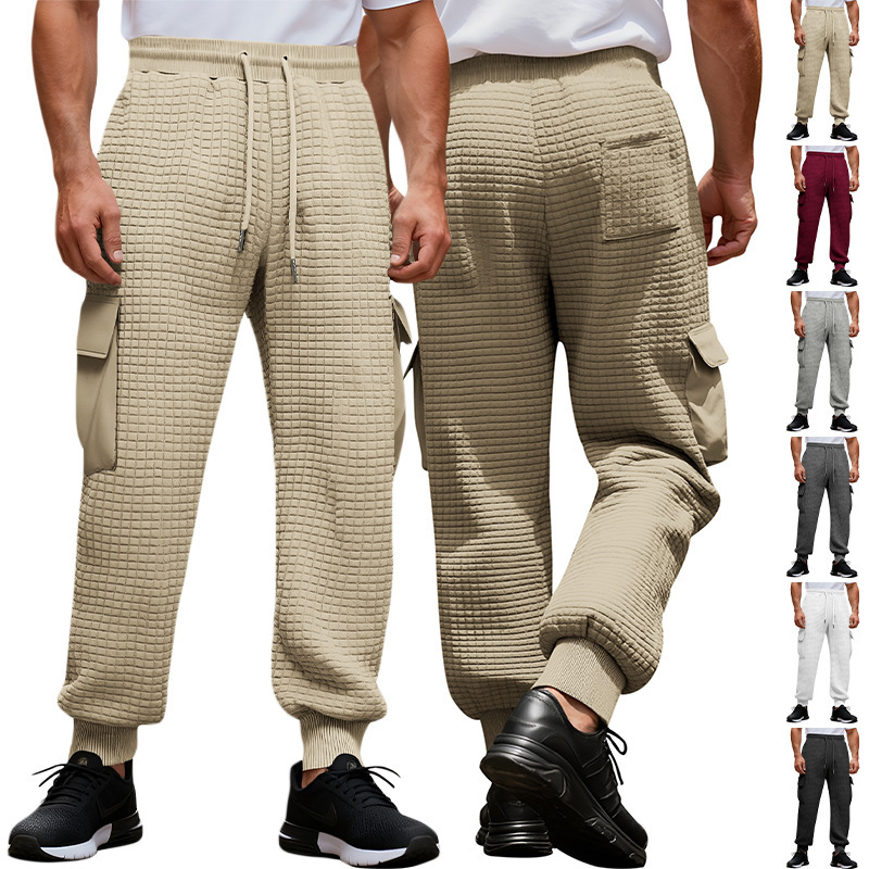 Cross-Border Shein Autumn New Men's Sports Sweatpants European and American Style Thickened Small Checkered Workwear Cargo Pants