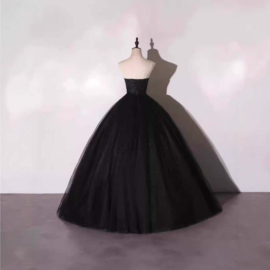 Nuevo vestido de baile negro de tela de tela elegante vestido de piano de anfitrión de reunión anual image 4
