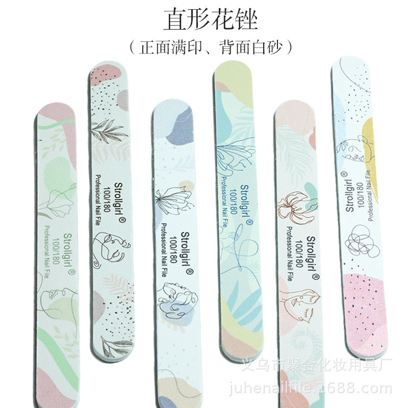 厂家直供美甲花锉双面印花打磨条卡通指甲锉美甲砂条美甲海绵锉条|undefined