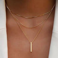 ボヘミアン風鎖骨チェーン卸売、欧米ファッションアクセサリー、女性向けニッチで高級感のあるライン入り多層ネックレス