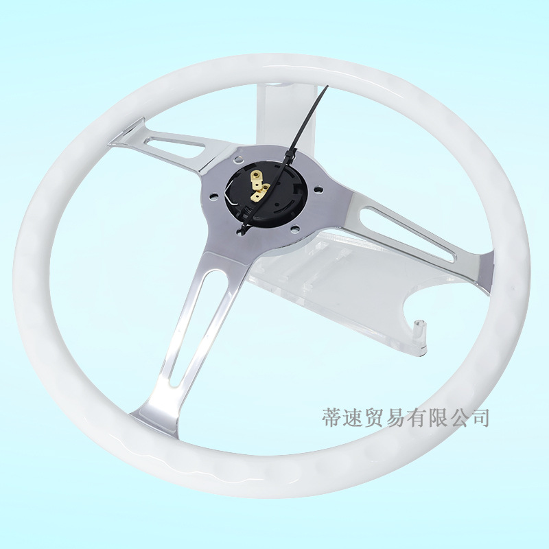 Direct from the manufacturer, car modification 15inch universal steering wheel, white 380MM electroplated steering wheel, hole spacing 70mm