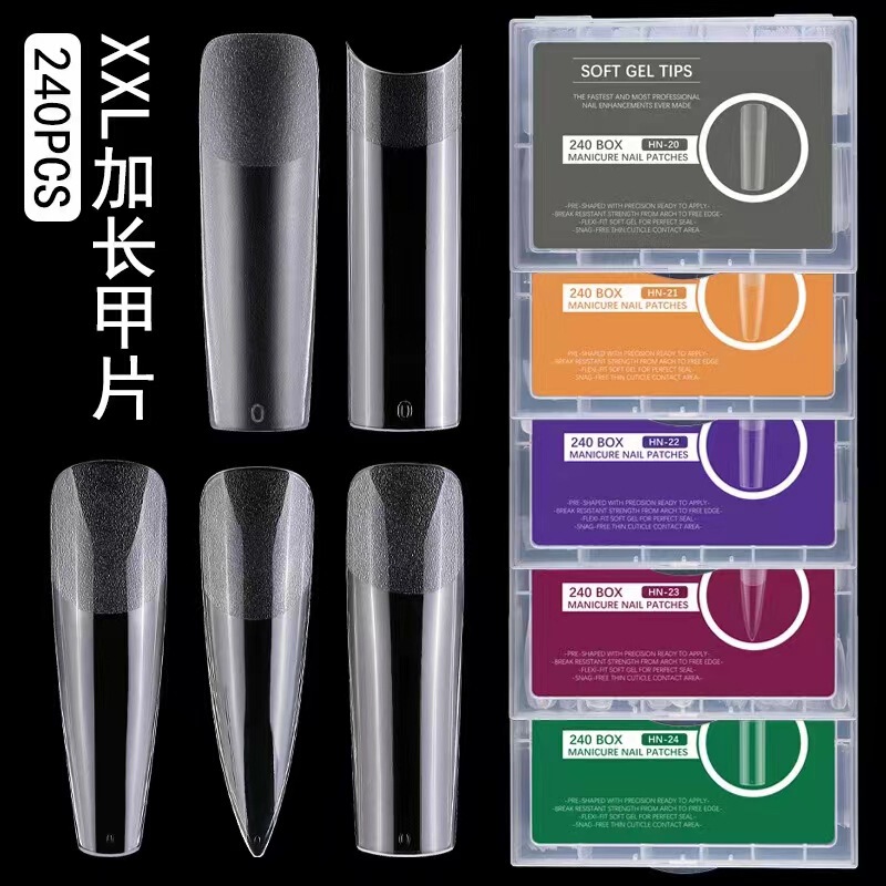 Nail art pieces cross-border new non-grinding seamless frosted 240 pieces of Europe and the United States plus long nail patch fake nails Nail art pieces cross-border new non-grinding seamless frosted 240 pieces of Europe and the United States plus long nail patch fake nails