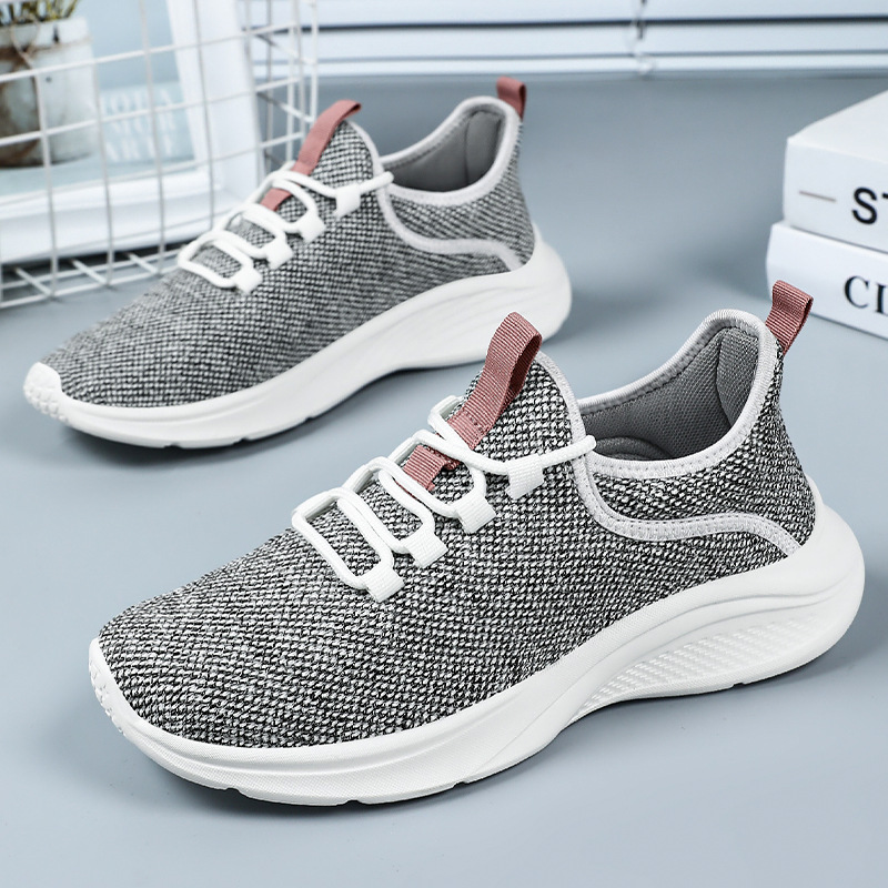 Zapatos de mujer, zapatos deportivos de suela blanda de verano, zapatos para correr con cordones, zapatos de malla ligeros y resistentes al desgaste, zapatos casuales cómodos y transpirables al por mayor