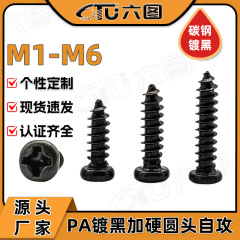 焼き入れPA十字溝丸頭加硬タッピングねじ黒盤頭自功ねじm 1.8/M2/M3/M4/m 5
