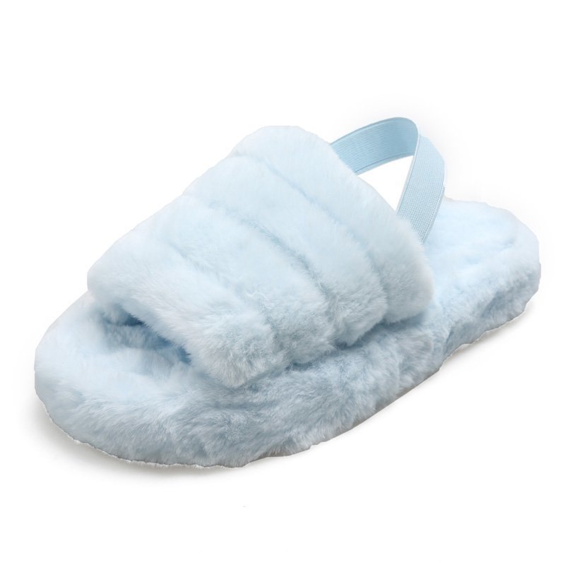 thumbnail image 1 of Pantuflas de felpa de fondo grueso para mujer, tamaño grande 43, pantuflas de felpa de algodón para el hogar con fondo plano y elásticas para mantener el calor, 1 of 7