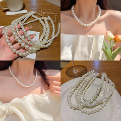 Light Luxury Niche Baroque Pearl Necklace for Women, Instagram-Famous Chic Diva-Style French Vintage Clavicle Chain, Internet-Worthy Choker