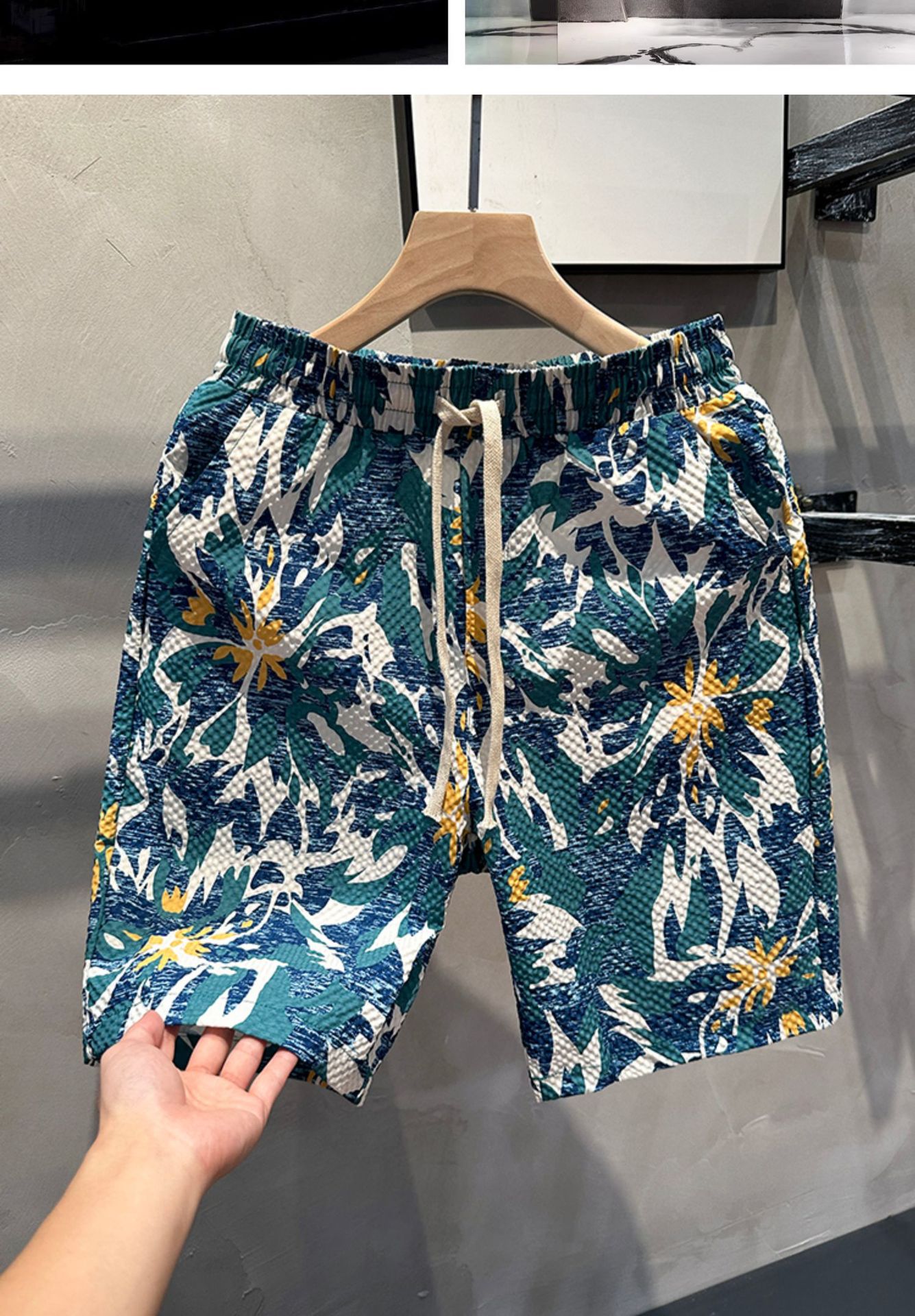 Men's Clothing Men's Quick Drying Casual Beach Shorts Summer Fashion Printed Vacation Straight Leg Five Point Pants_viptrois.com