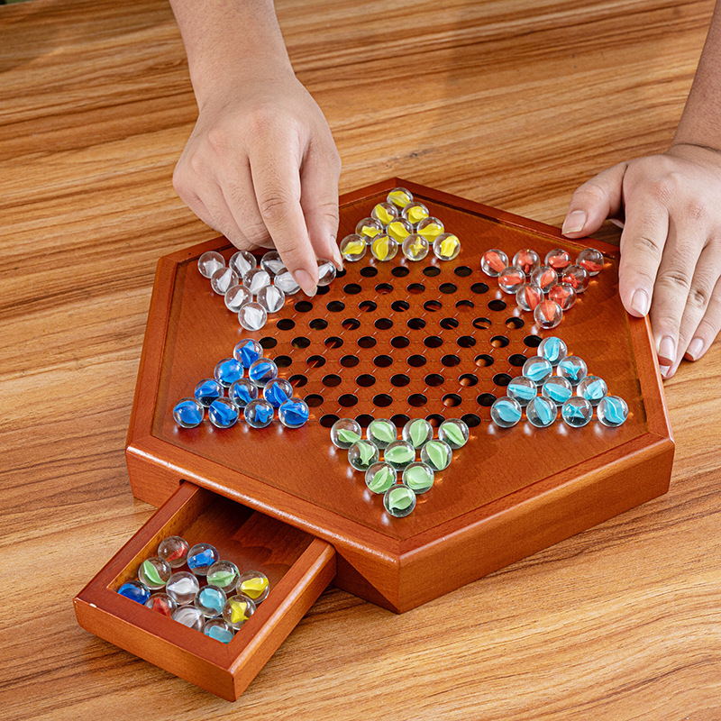 将棋の大きいサイズの木製のチェス盤の大人版の高級なガラスの玉のパチンコの旧式な子供の将棋の秘蔵金|undefined
