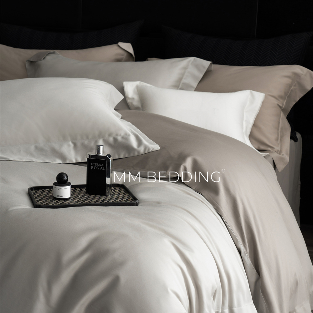 Mo Naked Sleeping Bedding High-end Solid Color Natural Silk Cotton Sanding Four-piece Set 100 Long-staple Cotton Soft Skin-friendly Bed Sheet Autumn and Winter