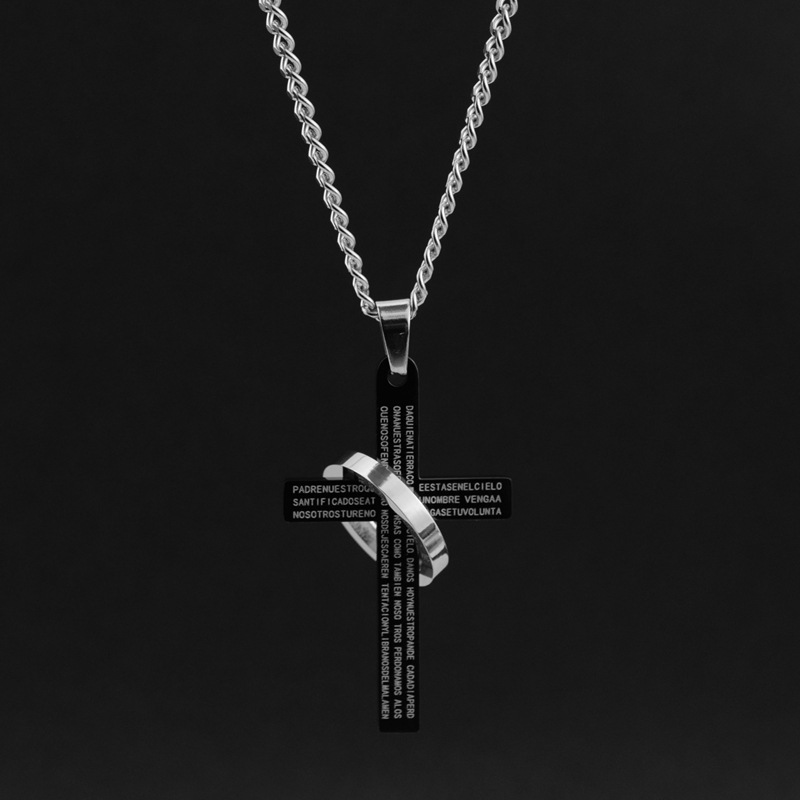 Casual Simple Style Cross Letter Titanium Steel Polishing Pendant Necklace display picture 4