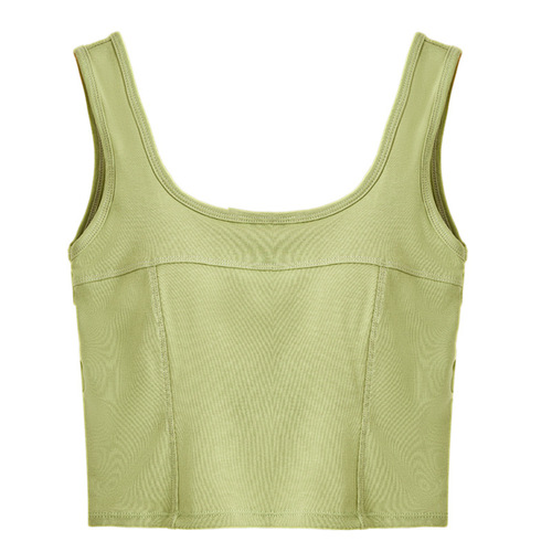 Basic cotton bottoming camisole vest for women with padded tube top that can be worn outside sleeveless solid color top