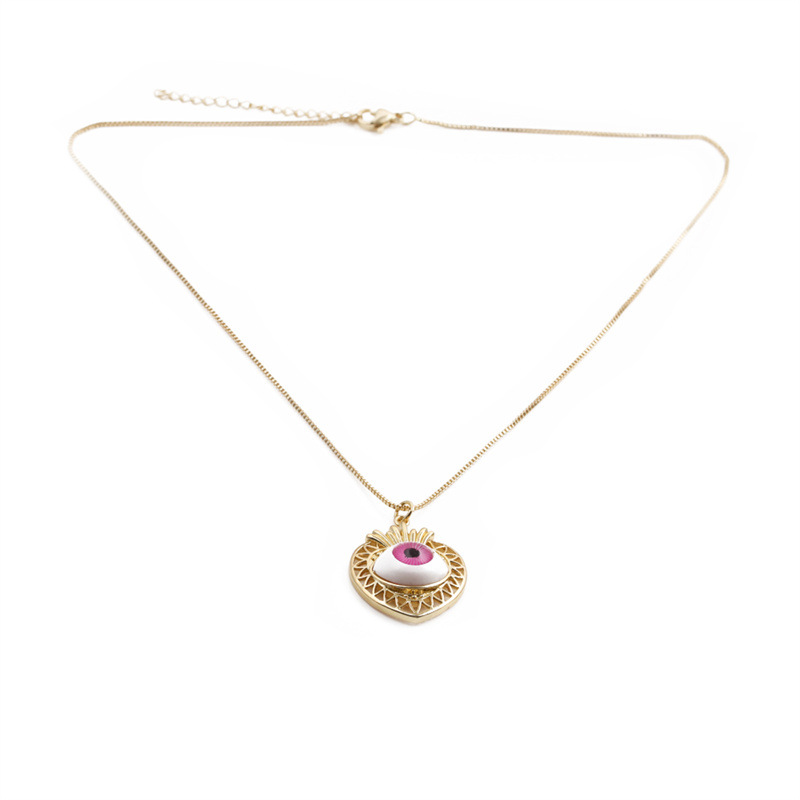 fashion hollow eye heart copper necklace wholesale nihaojewelry