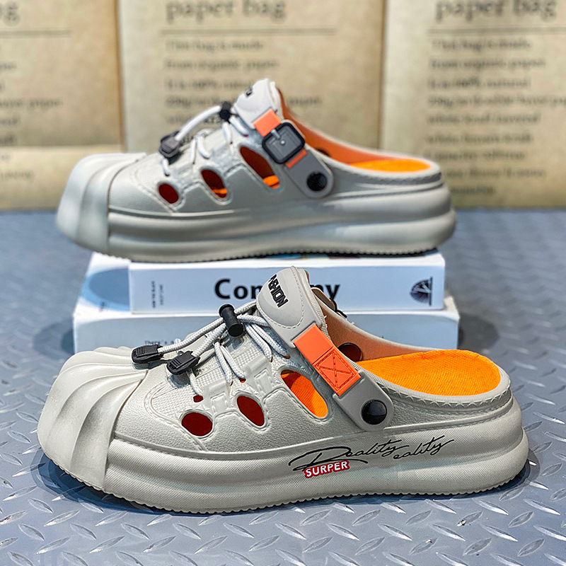 Sandalias transpirables de verano para hombres Zapatos de malla de suela gruesa hueca de estilo deportivo Moda Street Shot Casual Baotou Sandalias en nombre del cabello