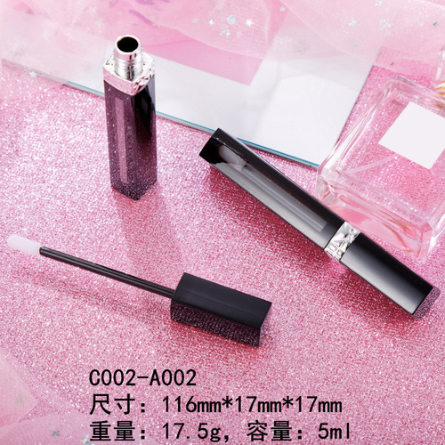 Black laser engraving lip gloss tube packaging material, slender rectangular window lip gloss lip glaze tube, lip gloss tube wholesale
