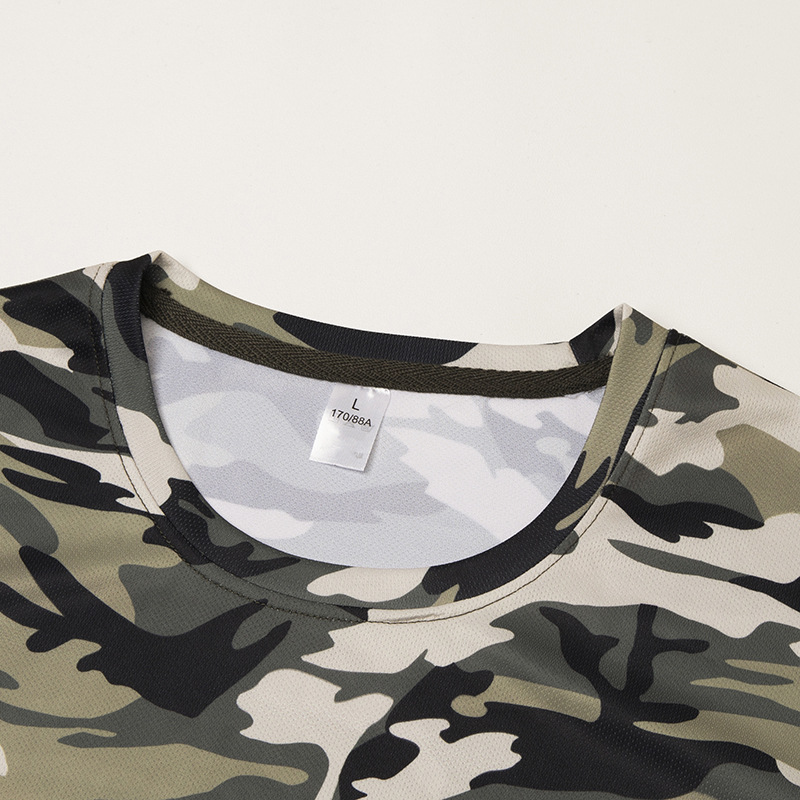 Europa tamaño transfronterizo verano delgado seda de hielo elástico ropa de trabajo de manga corta hombre rápido secado camiseta transpirable ropa de camuflaje ropa de trabajo image 5