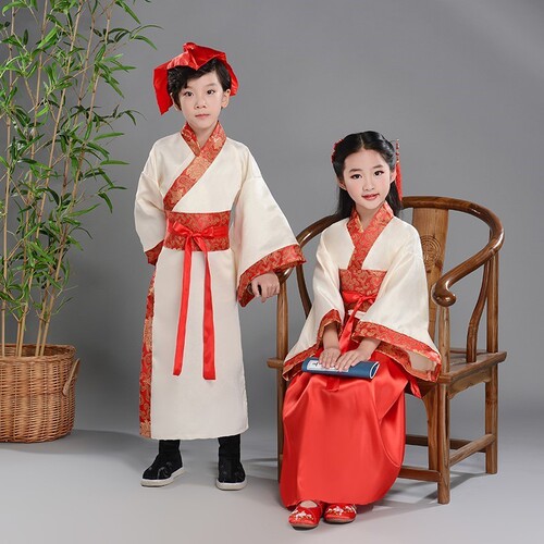 Children's costumes, boys and girls, Hanfu, Chinese style, bookboy performance costumes, primary school students' three-character classic disciple's performance costumes