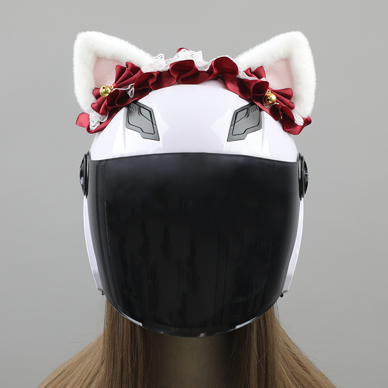 Casco decoración hecha a mano orejas de felpa coche eléctrico la motocicleta cabeza accesorios tocado chica Triángulo del oído gato banda pelo