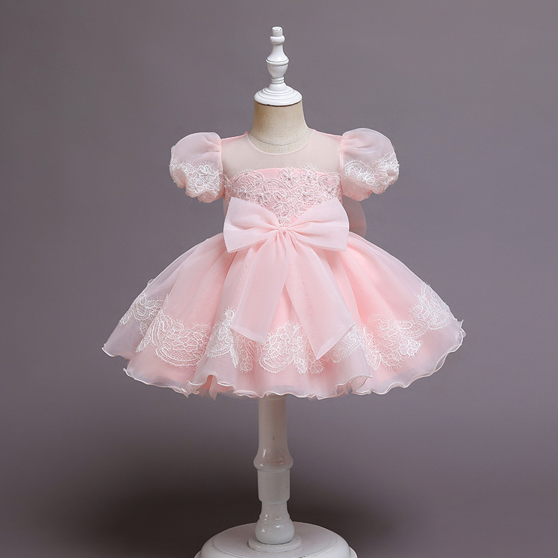 blue dress for baby girl Baby Girl Dress Tulle Sleeveless Bow Party Princess Dress Multi Layere –  deaotoys main image 0