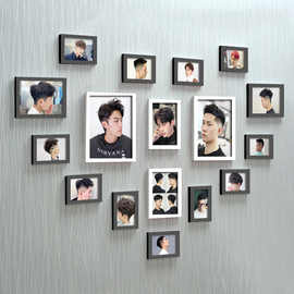 理发店墙面装饰网红美发发型图片相框美发店壁画抖音网红自粘挂画