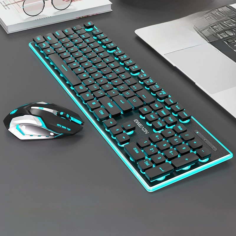 Mute wireless keyboard, mouse, mechanical set, gaming laptop for office, bluetooth